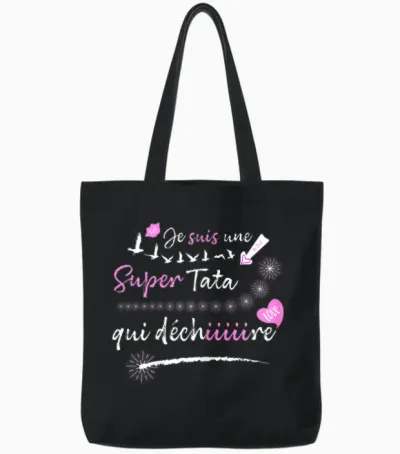 Gift Idea Tata Birthday Tee Shirt Super Tata Tearing Tote Bags - Black