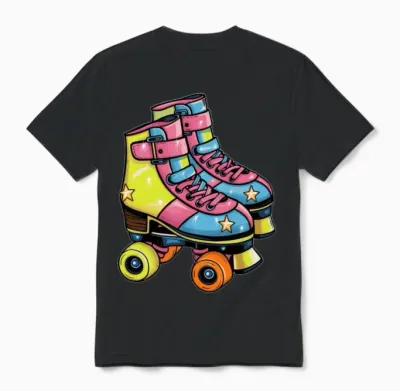 Retro Roller Skates Unisex T-Shirt - Black