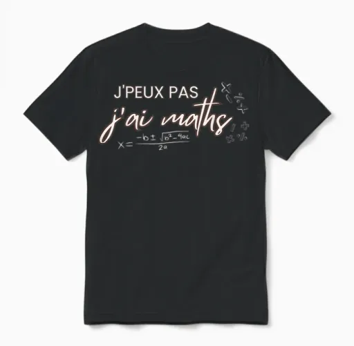 J'peux Pas J'ai Maths, Humor Math Teacher T-Shirt, Black, S Unisex T-Shirt in Black