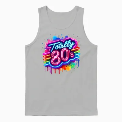 Retro 1980's Colorful Totally 80's Funny 80 Rave Theme Party Unisex Tank Top - Ash