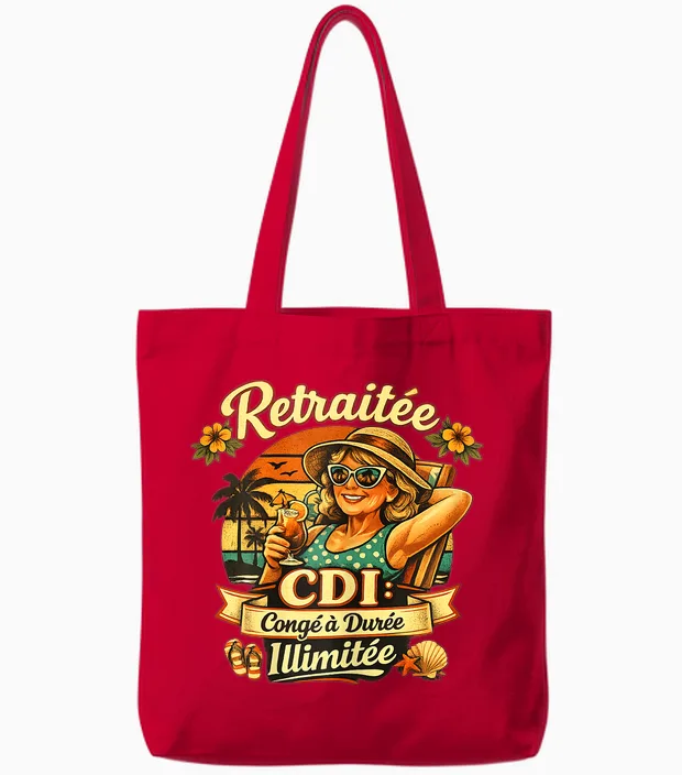 Cadeau Retraitée Femme Original Humour Congé Durée Ilimitée Tote Bags in Red