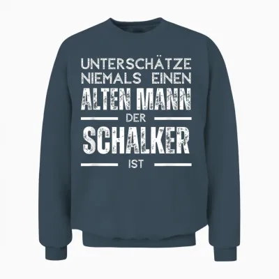 Unterschätze Niemals Einen Alten Mann - Schalker T-Shirt, Black Unisex Sweatshirt - Dark Heather