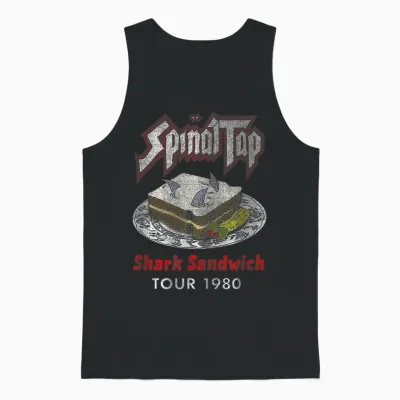 Vintage Shark Sandwich Distressed Spinal Tap Funny Design Unisex Tank Top - Black