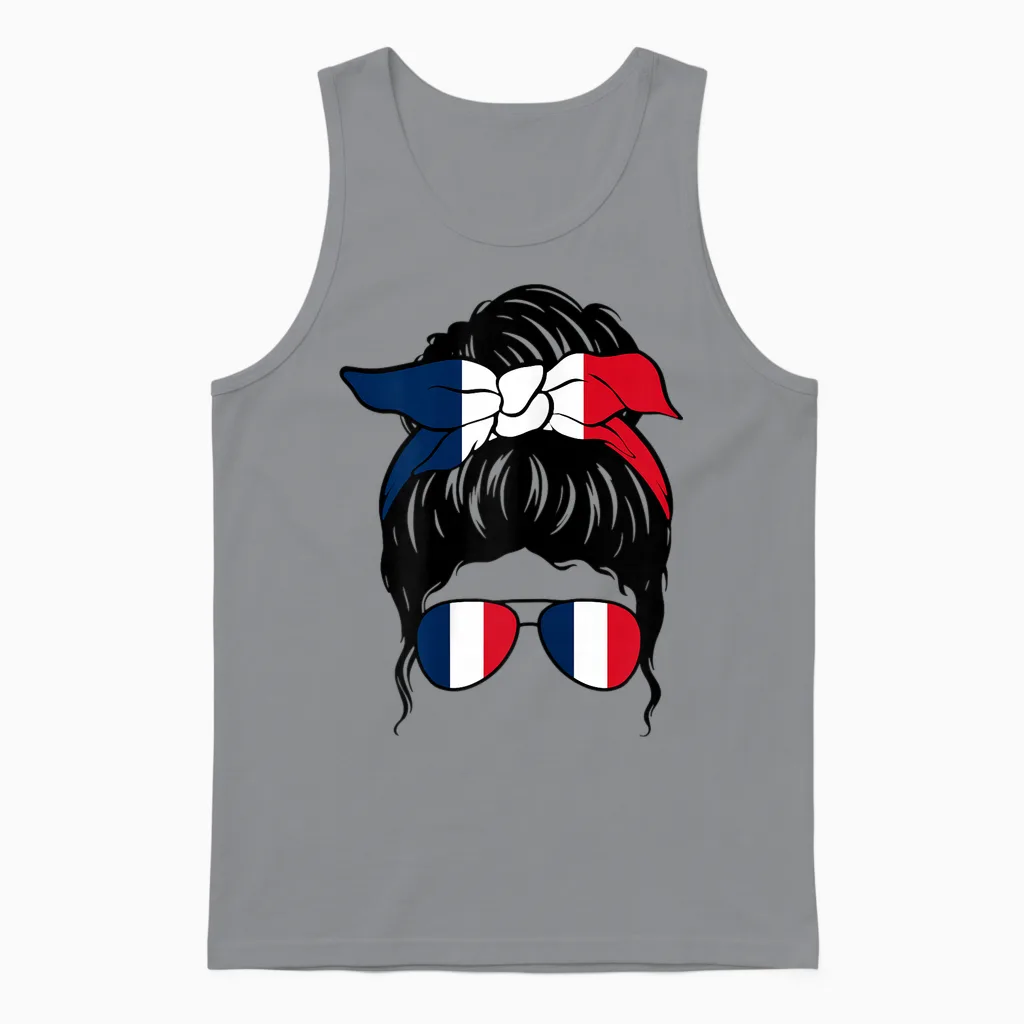 French Girl France French Flag French Pride Unisex Tank Top in Sport Grey