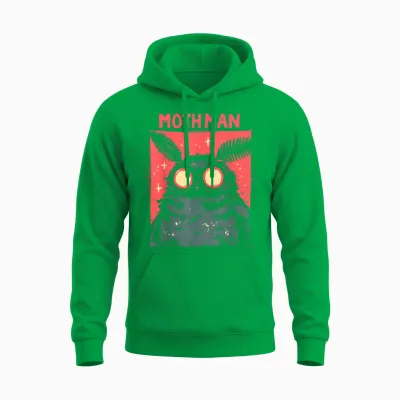 Mothman Cryptid West Virginia Cryptozoology Cryptidcore T-Shirt, Black Unisex Hoodie - Irish Green