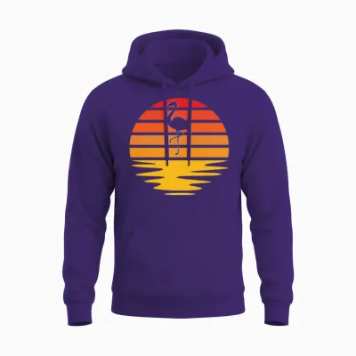 Flamingo Retro Unisex Hoodie - Purple