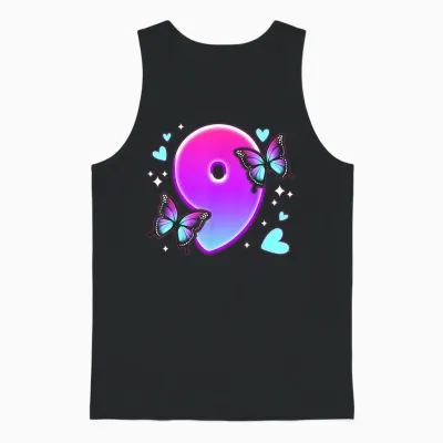 Geburtstag Mädchen 9 Jahre, Schmetterlinge Und Nummer 9 Unisex Tank Top - Black