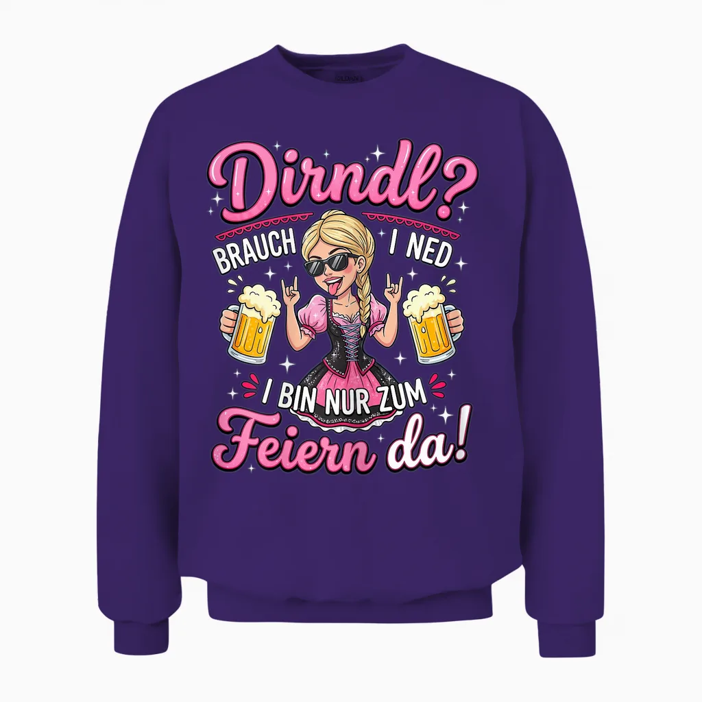 Trachtenshirt Damen Trachten T-Shirt Passend Für Oktoberfest Unisex Sweatshirt in Purple
