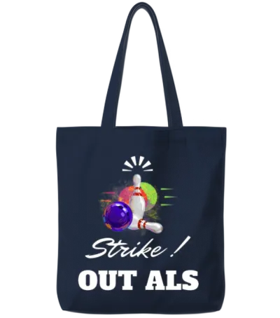Vintage Strike Bowling Sport Lover Gift Tote Bags - Navy