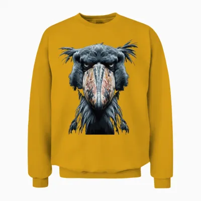 Majestic Shoebill Storks Portrait T-Shirt, Black Unisex Sweatshirt - Gold