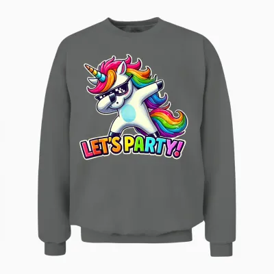 Party Outfit, Einhorn | Mädchen & Jungen | Einhorn, Let's Party Unisex Sweatshirt - Graphite Heather