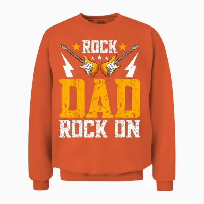 Rock Dad Rock on - Funny Rock Guitar Musician Dad Unisex Sweatshirt - Orange