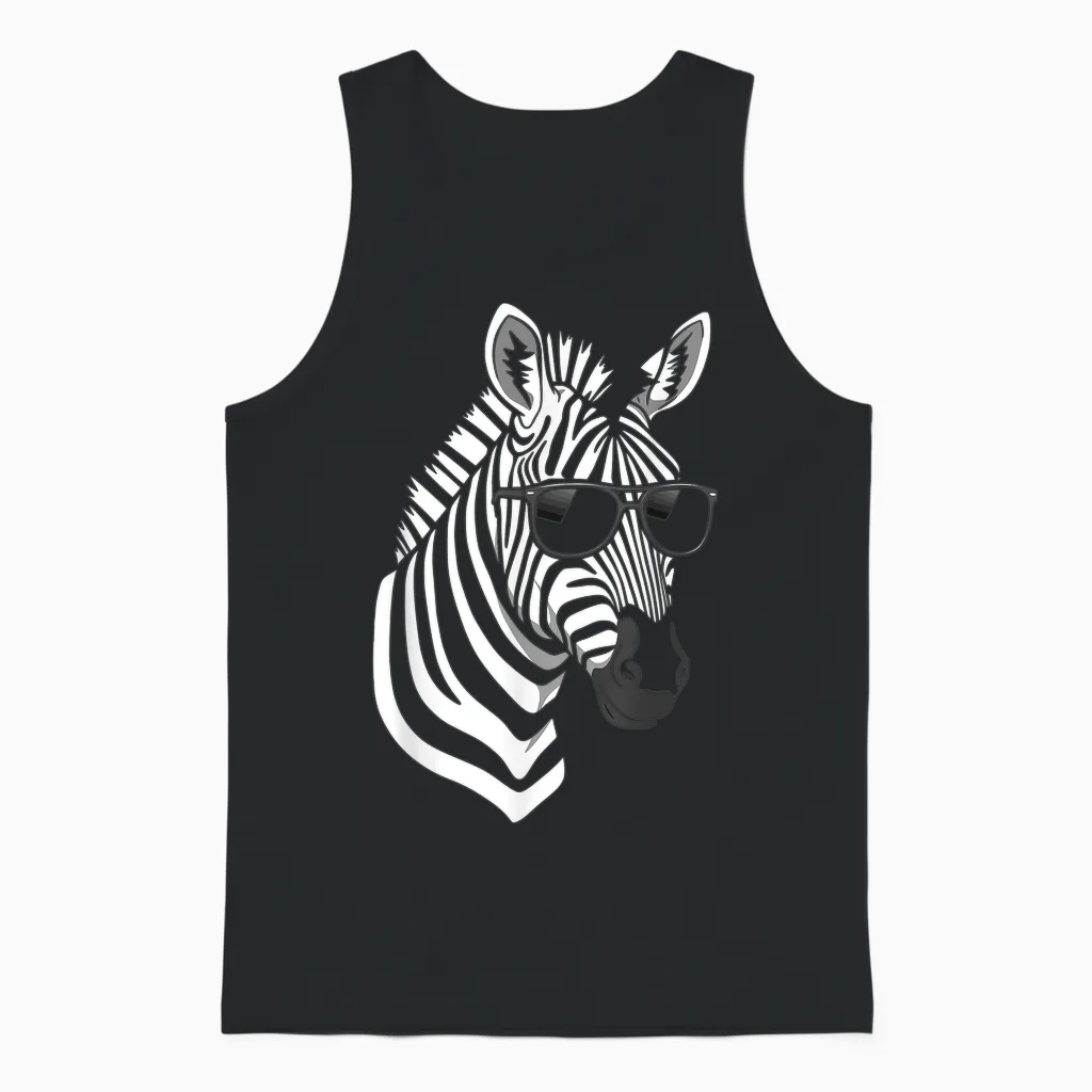 Funny Zebra Shirt Women Boys Mens Animal Print Clothin Zebra Unisex Tank Top in Black