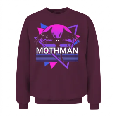 Mothman Cryptid Cryptozoology Retro Unisex Sweatshirt - Maroon