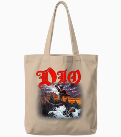 Dio – Holy Diver Cover on Black Tote Bags - Natural