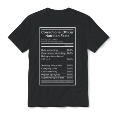 Correctional Officer Nutrition Facts Unisex T-Shirt - Black