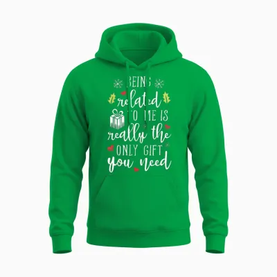 Being Related to Me Funny Christmas Family Xmas Pajamas Gift Short Sleeve Unisex Hoodie - Irish Green