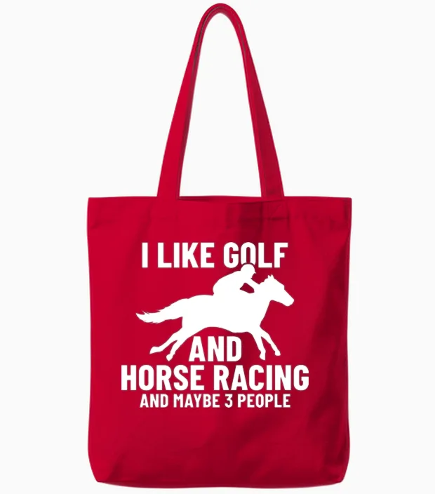 Horse Racing Golf Horse Racer Yellow Tote Bags in Red