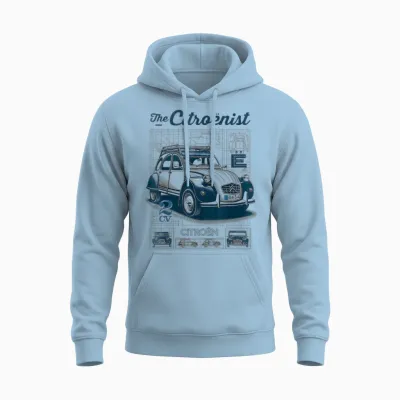 Citroën Le Citroën 2cv Technical Drawings T-Shirt, White, S Unisex Hoodie - Light Blue