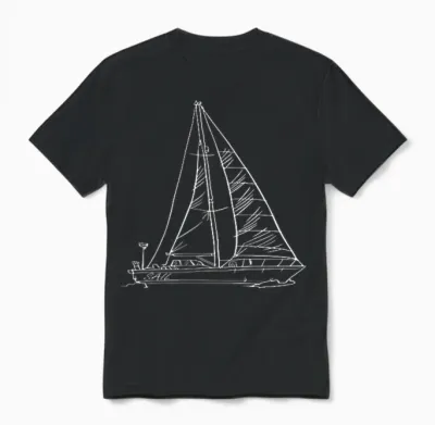 Segelboot Brustdruck Segelschiff Mit Namen Sail Auf Dem Boot Unisex T-Shirt - Black