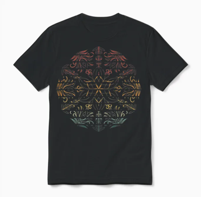 Mandala Retro Unisex T-Shirt in Black