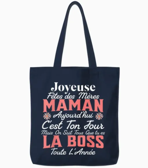 Mum Gift Mother's Day T-Shirt, Black, S Tote Bags - Navy