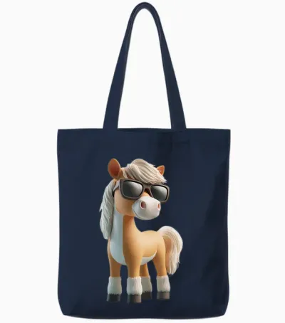 Cooles Pferdemotiv Mit Sonnenbrille Pferd Pony Tote Bags - Navy