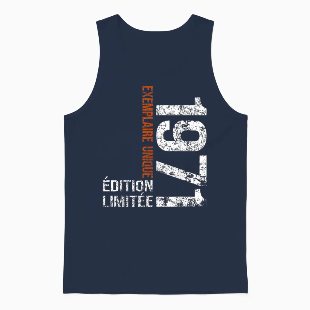 Vintage 1971 Gift 55 Years Man Birthday Humour Unisex Tank Top in Navy