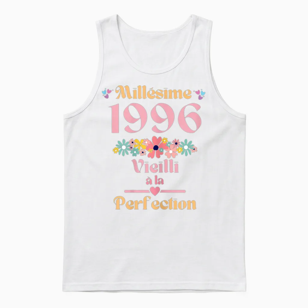 28 Ans Femme 1996 Idée Cadeau Anniversaire Drôle Humour Mama T-Shirt, Black, Female X-Small Unisex Tank Top in White