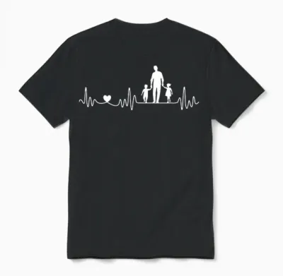 Vater Sohn Tochter Herzschlag Frequenz Für Papa Zum Vatertag Unisex T-Shirt - Black