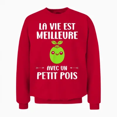Humour Vegetables Je M'en Fous Je Suis Un Un Petit Pois T-Shirt, Black, S Unisex Sweatshirt - Red