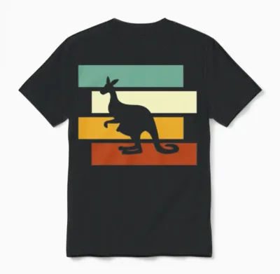 Kangaroo Retro Unisex T-Shirt - Black