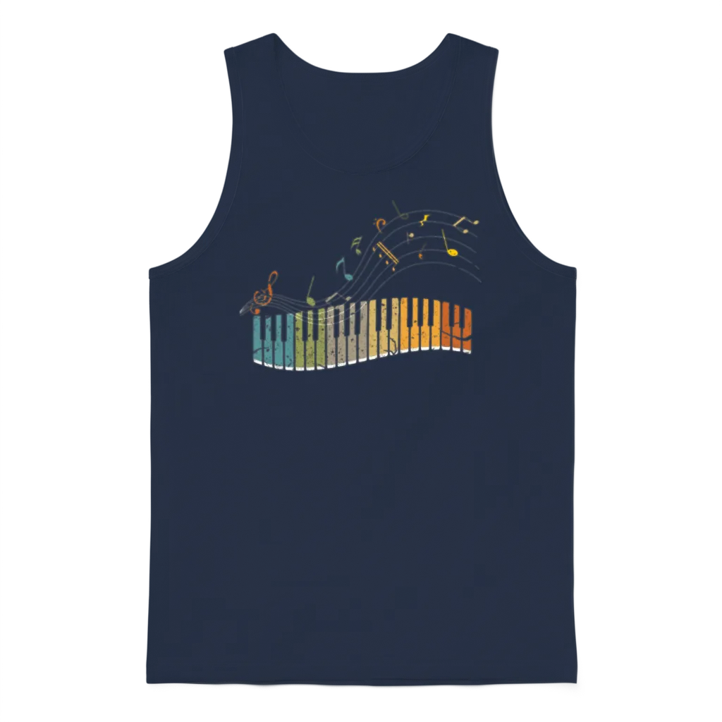 Piano Keyboard Retro โ & Keys Gift Unisex Tank Top - Navy
