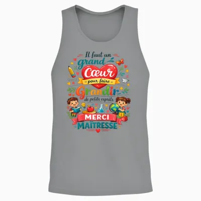 Cadeau Maîtresse D'école Fin D'année Merci Cœur Enseignante Unisex Tank Top - Sport Grey