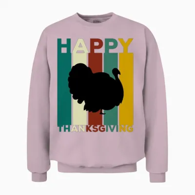 Happy Thanksgiving Vintage Retro Unisex Sweatshirt - Light Pink