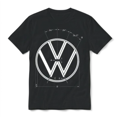 Volkswagen Blue Vw Logo as Construction Graphic Unisex T-Shirt - Black