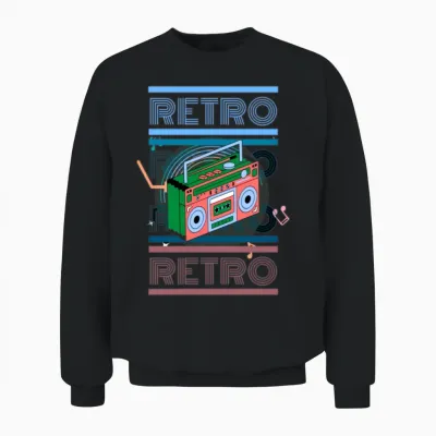 80's Retro Boombox Unisex Sweatshirt - Black