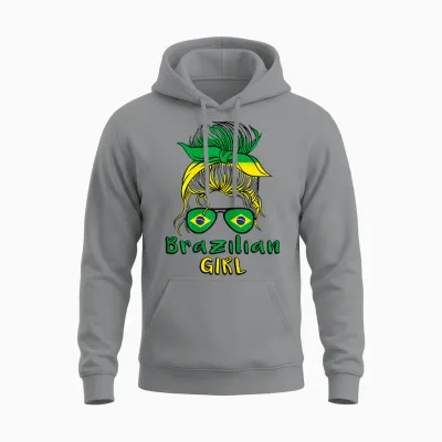 Brasilianisches Mädchen Brasilien Mädchen Brasilien Frauen Flagge Unisex Hoodie - Sport Grey