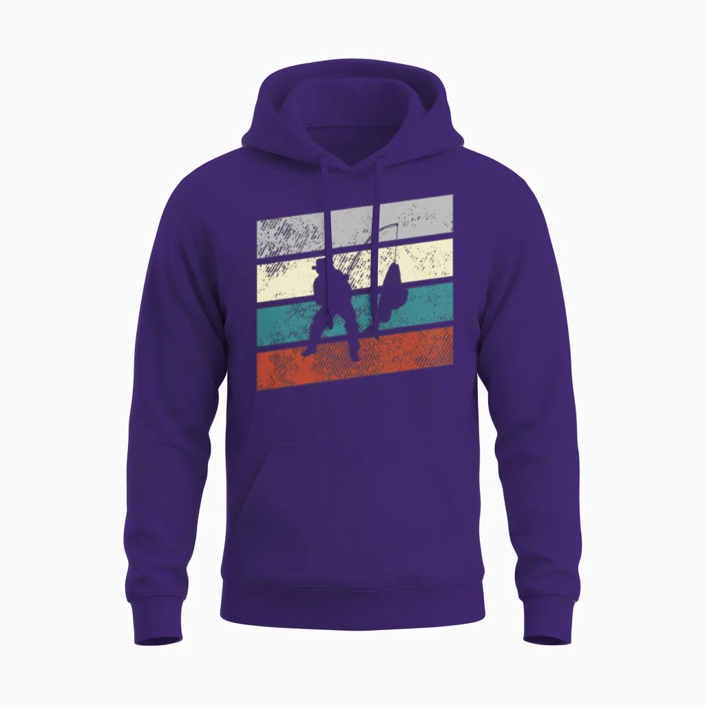Fishing Retro Unisex Hoodie in Purple