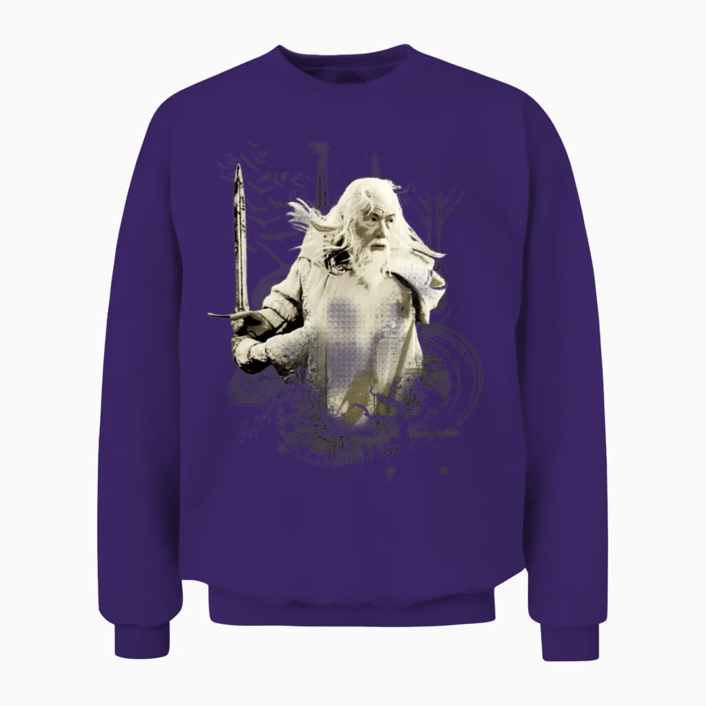 The Lord of the Rings Gandalf and Sword Glamdring Unisex Sweatshirt in Purple