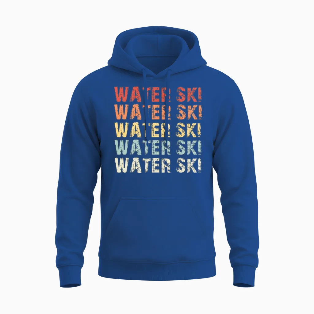 Retro Water Ski Unisex Hoodie in Royal