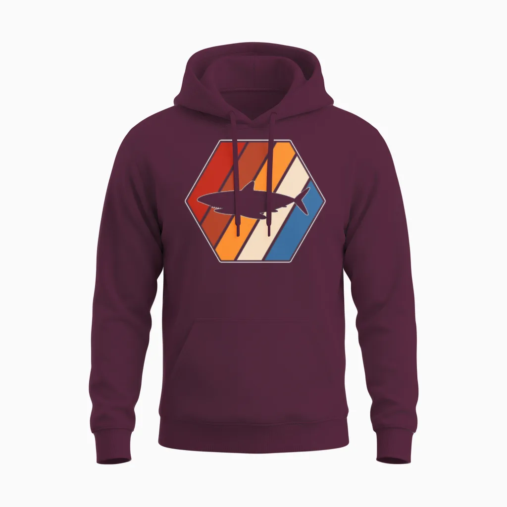 Shark Retro Unisex Hoodie in Maroon