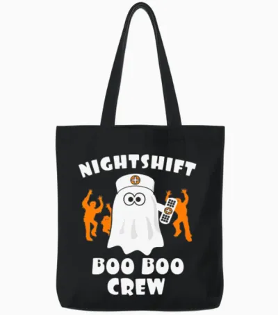Nicht Shifts Boo Boo Crew Tote Bags - Black