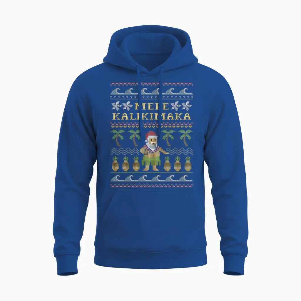 Mele Kalikimaka Christmas Unisex Hoodie in Royal