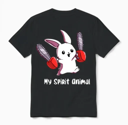 My Spirit Animal Rabbit with Chainsaw Gift By Unisex T-Shirt in Black