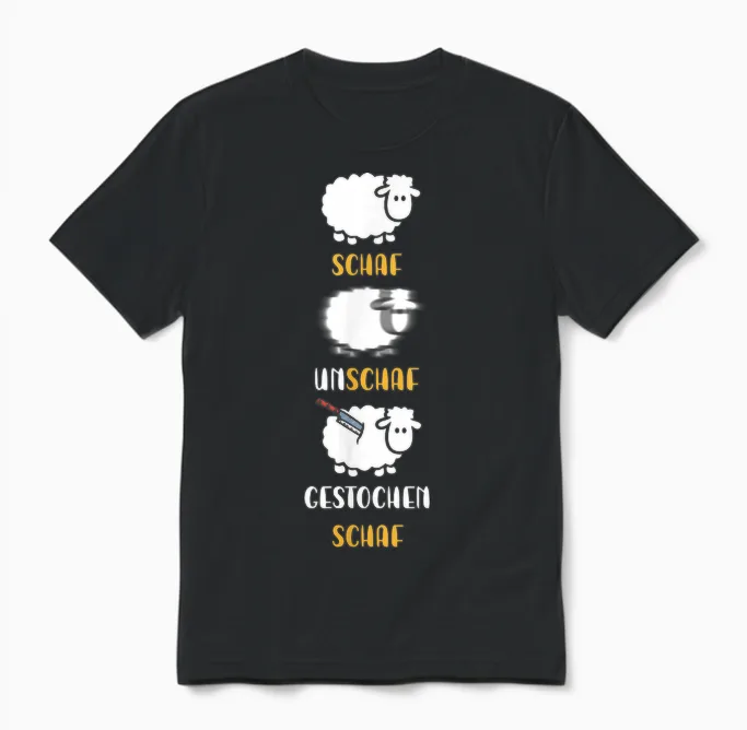 Sheep, Unschaf, Rock Sheep, Word Play Photographer T-Shirt, Black Unisex T-Shirt in Black