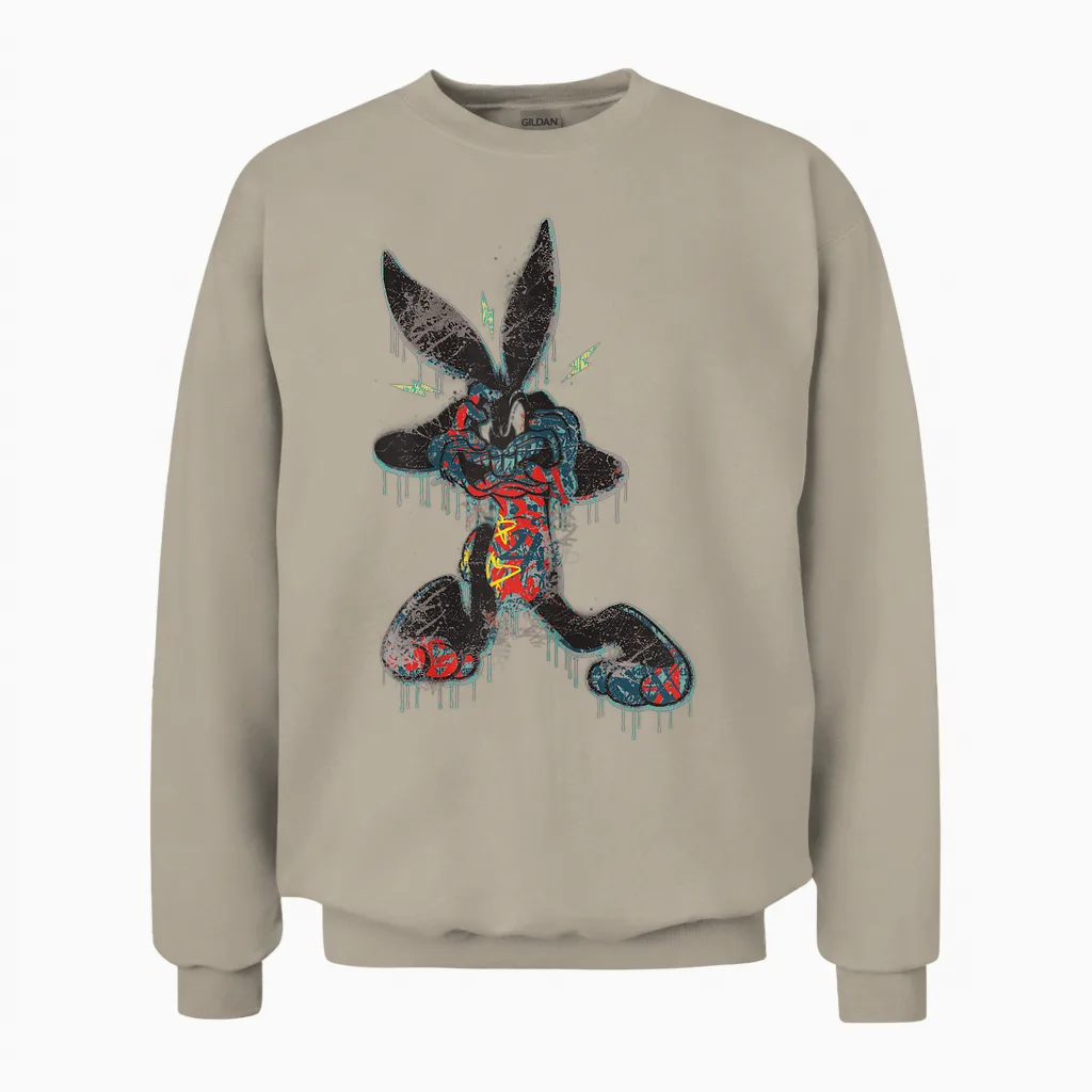 Looney Tunes Dripping Paint Bugs Bunny Unisex Sweatshirt in Sand