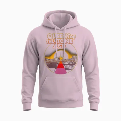 Official Queens of the Stone Age Desert Sun Unisex Hoodie - Light Pink
