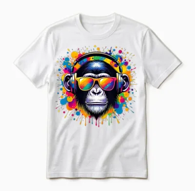 Dj Affen Monkey Mit Kopfhörer Und Sonnenbrille Herren Jungen Unisex T-Shirt - White