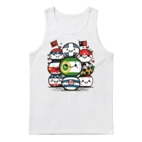 Countryball Characters Depicted in Their Iconic Unisex Tank Top - White – 1